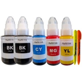 Set di cartucce d'inchiostro compatibili Canon GI-490 2x135 ml nero, 1x70 ml ciano, 1x70 ml magenta, 1x70 ml giallo e pennarello solido