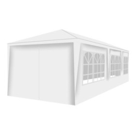 Tenda padiglione per giardino, cortile o eventi 3x9m, con 8 pareti rimovibili, 6 finestre, colore Bianco