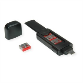 Blocco porta USB, Rotoli, Metallo, Nero, Standard