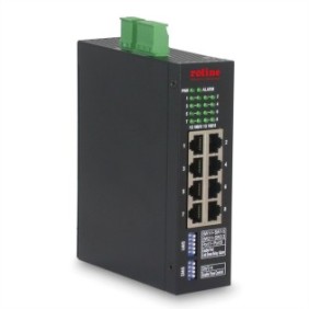 Switch Ethernet industriale, rotoli, metallo, 8 porte, nero