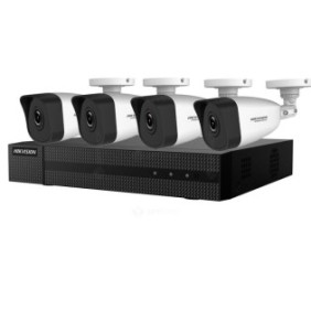 Sistema di sorveglianza IP di base per esterni Hikvision Hiwatch, 4 telecamere, 2 MP, IR 30 m, 2,8 mm, PoE