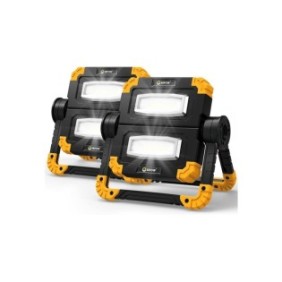 Set di 2 LED EEFOW Lampada da lavoro portatile ricaricabile 5000mAh alimentata a batteria con supporto Rotazione a 360° 20W Nero
