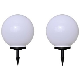 Set di 2 lampade da segnapasso, globo LED, vidaXL, Polimetilmetacrilato, 40 cm, E27, IP44, Bianco