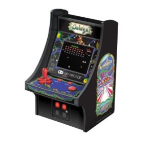 Mini console di gioco retrò MyArcade, Galaga, completamente giocabile, da collezione, display a colori da 2,72", altoparlante integrato, porta jack da 3,5 mm, joystick rimovibile, altezza 19 cm, nero