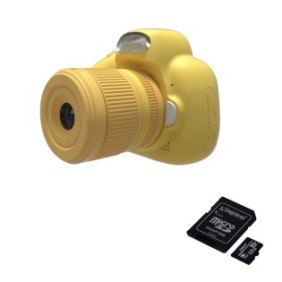 Fotocamera digitale per bambini, THD Pixel D6, aspetto DSLR, risoluzione 18 megapixel, scheda microSD 32 GB, gialla