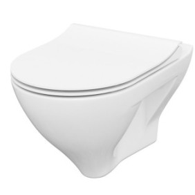 Vaso WC, Cersanit, S701-453-ECO, ceramica, montaggio a parete, bordo inferiore, con sedili a chiusura ammortizzata, Bianco