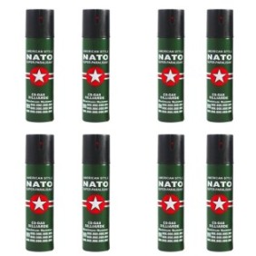 Set di 8 spray per difesa personale NATO da 60 ml, Jet Propulsion, Contenuto spray biodegradabile, Verde/Nero
