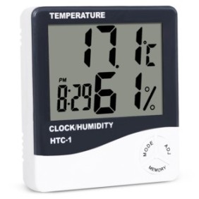 Termometro e Igrometro HTC 1, Temperatura, Stazione Meteo, Umidità, Orologio, Allarme, Valori Minimi/Maximi, Bianco, Dactylion®