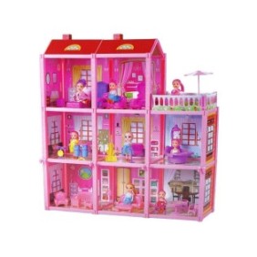 Casa delle bambole completamente attrezzata, LEAN Toys, 63 cm x 17 cm x 65 cm, 3 anni +