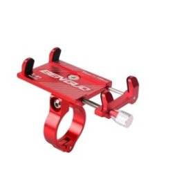 Porta cellulare da bici Benguo, regolabile 55-100mm, alluminio, rosso, 21-31,8mm