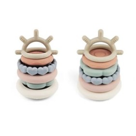 Set di 2 giocattoli per la dentizione Sunmostar, silicone, multicolore, 14,5x6x10 cm