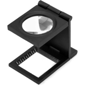 Lente d'ingrandimento pieghevole Sunmostar, 10x, con LED, nera, 55x33x22mm