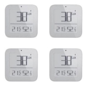 Set di 4 sensori intelligenti, temperatura, umidità, luce, compatibile con l'app Tuya Smart, 66x66x11mm, grigio