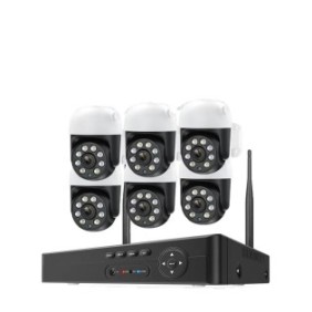 Kit di sorveglianza wireless, rilevamento umanoidi, allarme personalizzabile, risoluzione 4MP, 8 canali, 6 telecamere, IP66, senza HDD