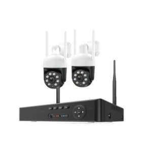 Kit di sorveglianza wireless, 8 canali, 4MP, rilevamento umanoidi, PTZ, IP66, 2 telecamere, senza HDD