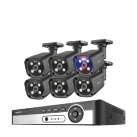 Kit di sorveglianza POE, rilevamento facciale, 4K, 8MP, 8 canali, 6 telecamere, visione notturna a colori, IP66, 1TB