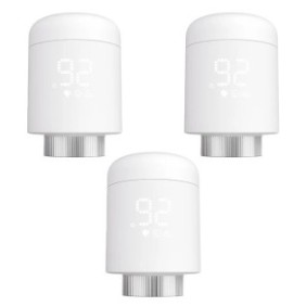 Set di 3 teste termostatiche intelligenti per radiatore, controllo vocale Alexa/Google Home, -10-40°C, 95,77x50 mm