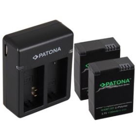 Pacchetto caricatore doppio USB Patona, 2 batterie Patona Premium AHDBT-301 per GoPro HD Hero 3 e Smardy Microfiber