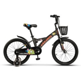 Bicicletta per bambini 5-7 anni Kids BMX Rider JSX1801, ruote da 18", freno a V anteriore, tamburo posteriore, pneumatici MTB larghi, ruote ausiliarie, nera con arancione