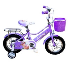 Go Kart 542 Bicicletta da bambina da 14 pollici con ruote di supporto per 3-5 anni, cestino per giocattoli viola