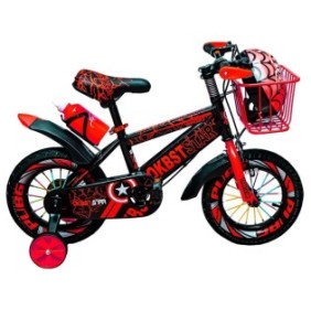 Go Kart 888 Ok Best bici 16 pollici per bambini 4-6 anni, ruote ausiliarie, supporto e borraccia, cestino, rosso