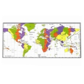 Tappetino per mouse - Mappa del mondo 90 x 40 cm, sfondo bianco, multicolore