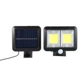 Lampada solare Flippy con sensore di movimento, 108 LED COB, 2 griglie, 2400lm, ip65, nero