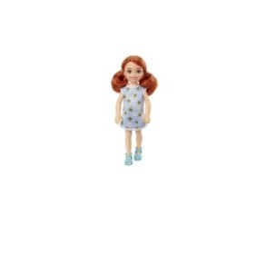 Barbie Chelsea bambola con capelli rossi, bellissima bambola, bambina felice, 15 cm, vestito blu