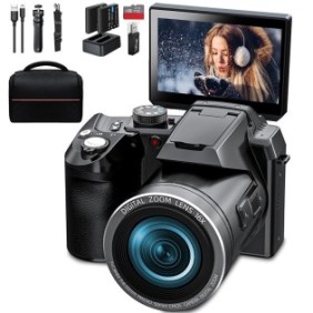 Fotocamera digitale NBD®, IPS da 3,0 pollici, 4K, 64MP, scheda SD da 32 GB, zoom digitale 16X, nero