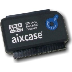 Adattatore esterno Aixcase blackline, USB 3.2 Gen 1, SATA/IDE, OneTouch Backup, nero