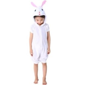 Costume da festa per bambini Coniglio, con cappuccio, bianco, 7-8 anni
