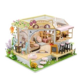 Casa in miniatura 3D, Cat Cafe Garden, fai da te, 23,5x19x16,5 cm