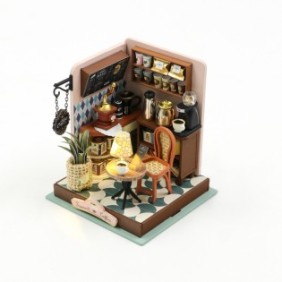 Casa in miniatura 3D, Transit Coffee, fai da te, 8,5 x7,5x7,5 cm