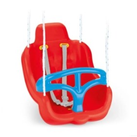 Culla con schienale e cintura di sicurezza, da interno o da esterno, barra di protezione rimovibile, KidsProtect - Rosso