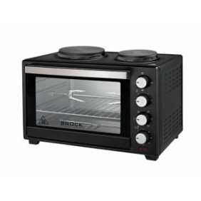 Mini forno, Brock TO 6022 BK, 2000 W, 60 L, Doppio vetro, Funzione grill, Piastra riscaldante, Nero