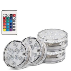 Set di 4 LED subacquei Onuvio™, ambiente, 16 colori, 4 modalità di illuminazione, per piscina, jacuzzi, acquario, con telecomando, standard IP68