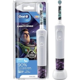 Spazzolino elettrico Oral-B D100 Vitality Disney Buzz Lightyear per bambini 7600 oscillazioni/min, pulizia 2D, 2 programmi, 1 estremità, 4 adesivi inclusi, Bianco