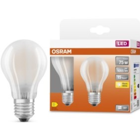 Set di 2 lampadine Osram Star LED, A75, E27, 7,5W (75W), 1055 lm, luce calda (2700K), classe energetica D