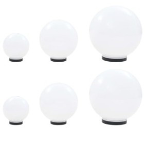 Set di 6 lampade da giardino sferiche Zakito Europe, LED, PMMA, IP44, bianco, 20/30/40 cm