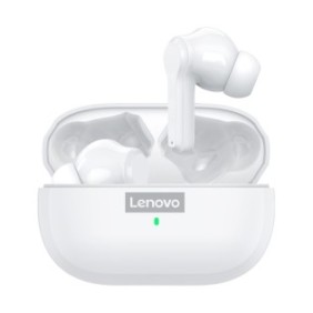 Cuffie Bluetooth wireless, Lenovo LP1S TWS, impermeabili per lo sport, cancellazione del rumore, bassi HIFI, compatibilità Bluetooth V5.0, in-ear, bianco