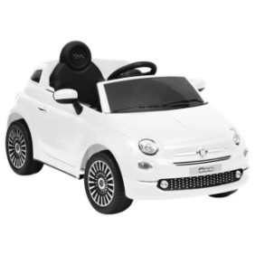 Auto elettrica per bambini, Zakito Europe, Fiat 500, LED, musica, bianco, 113x67,5x53cm