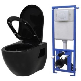 WC sospeso Zakito Europe, ceramica, chiusura silenziosa, risparmio idrico, nero, 36x50x41,5 cm