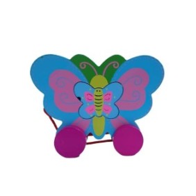 Farfalla Giocattolo, Da Tirare, In Legno, 12x12 cm