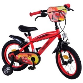 Bicicletta da bambino Disney Cars, 14 pollici, colore rosso/nero, freno a mano anteriore e posteriore