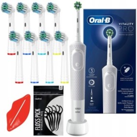 Spazzolino elettrico Oral-B Vitality Pro D103 Box Bianco + 8 punte di ricambio per spazzolino
