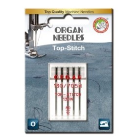 Aghi da cucito per la casa Organ Top Stitch - fine 80, 5 pz