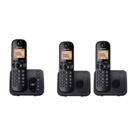 Telefono DECT Panasonic con 3 ricevitori e robot telefonico, ID chiamante, display da 1,6", Nero (KX-TGC220FXB + 2xKX-TGC210FXB)