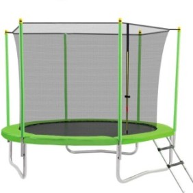 Trampolino verde, con scaletta e rete di protezione interna, 305 cm