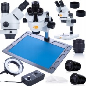 Set microscopio Rosfix Mercury Pro, zoom 7x-45x, illuminazione LED regolabile, base in metallo, 430x355x8mm