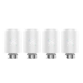 Set di 4 attuatori termostatici per radiatore, programmabili, controllo vocale, compatibili con Tuya ZigBee, bianco